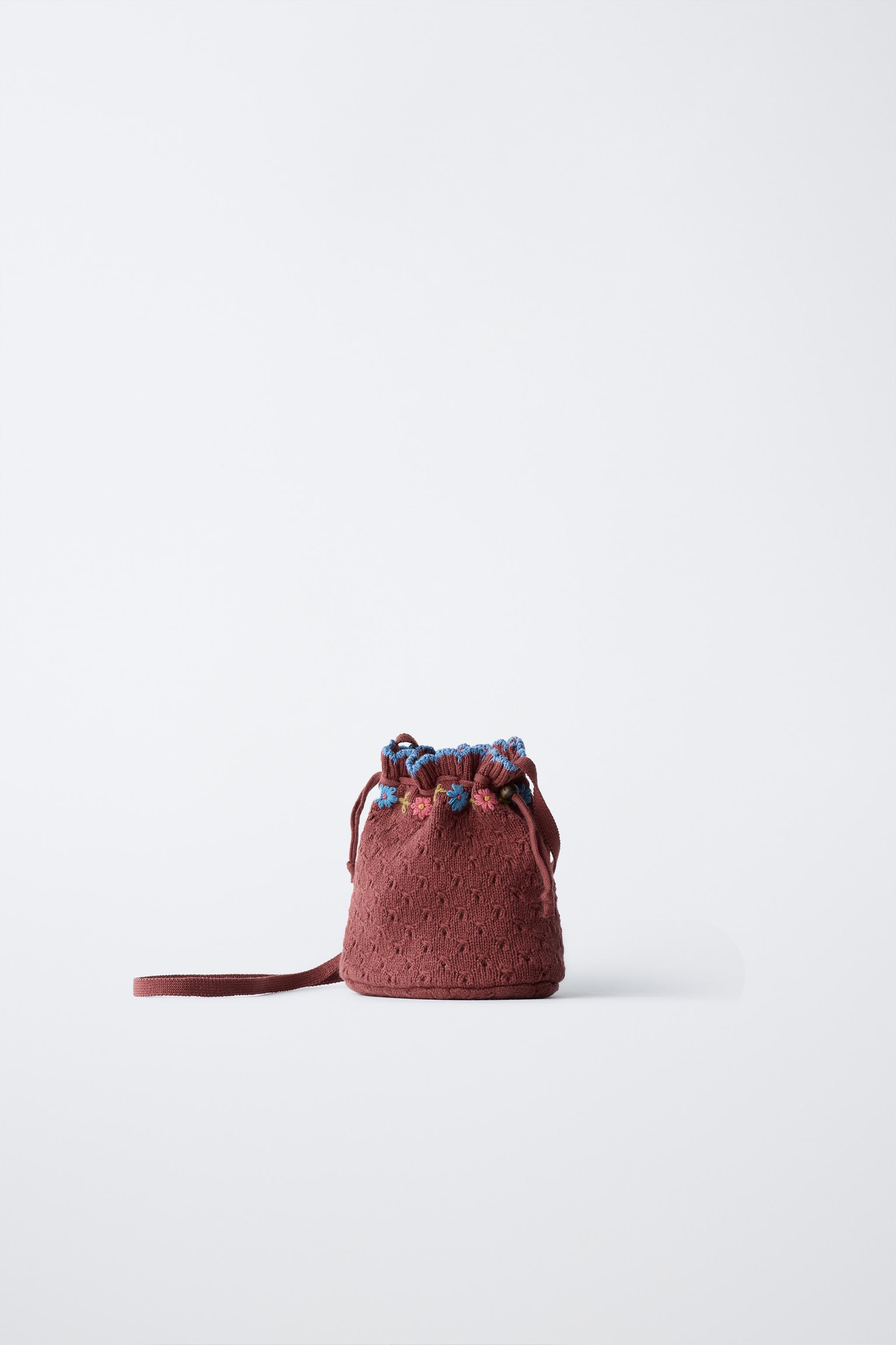 EMBROIDERED KNIT CROSSBODY BAG